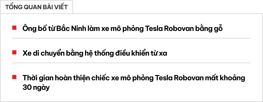 Thợ Việt làm xe bus mini bằng gỗ để chở... chó: Thiết kế giống Tesla, có cửa lùa, ghế ngồi như thật, điều khiển được từ xa - Ảnh 1.