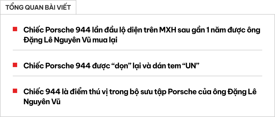 Lần đầu bắt gặp ông Đặng Lê Nguyên Vũ lái Porsche 944 sau gần một năm: Xe đã được dọn lại, thay tem, bỏ biển đẹp - Ảnh 1.