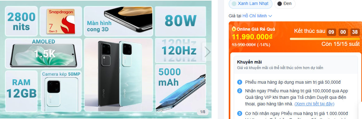 Smartphone V30 5G màn hình cong , RAM 12GB , sạc nhanh 80W giá tầm trung - Ảnh 1.