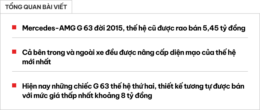 Chiếc Mercedes-AMG G 63 này sẽ khiến mọi người tưởng bạn bỏ 8 tỷ mua xe nhưng thực chất chỉ hơn 5 tỷ - Ảnh 1.