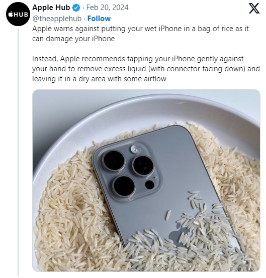 Apple: Không bỏ iPhone ướt vào thùng gạo- Ảnh 1.