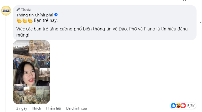 TikToker Giao Cùn dự đoán phim “Đào, phở và piano” sẽ hot được fanpage Thông tin Chính phủ hoan nghênh và nam chính Doãn Quốc Đam cảm ơn là ai?- Ảnh 3.