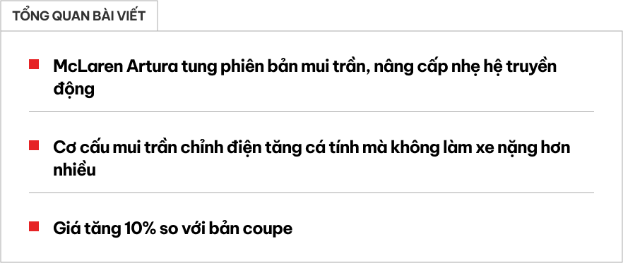 Đại gia Việt thích McLaren Artura có thể chờ bản mui trần này: Giá quy đổi từ 6,75 tỷ đồng, giao xe giữa năm nay- Ảnh 1.