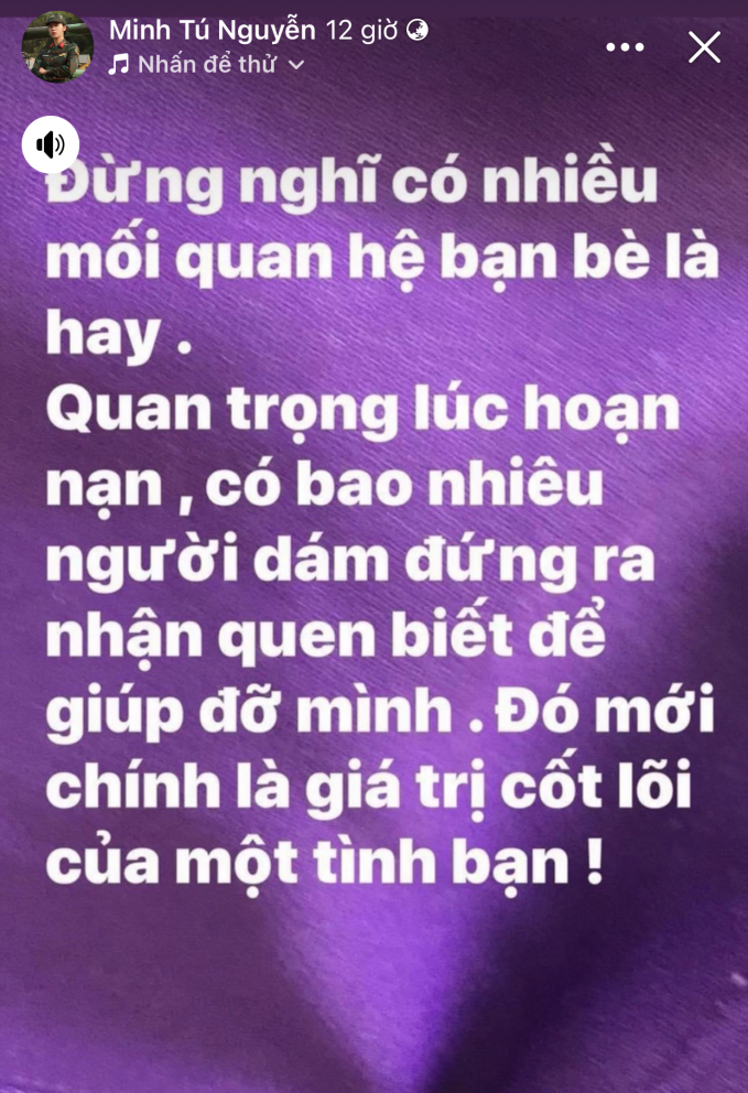 Minh Tú đăng đàn ẩn ý: 