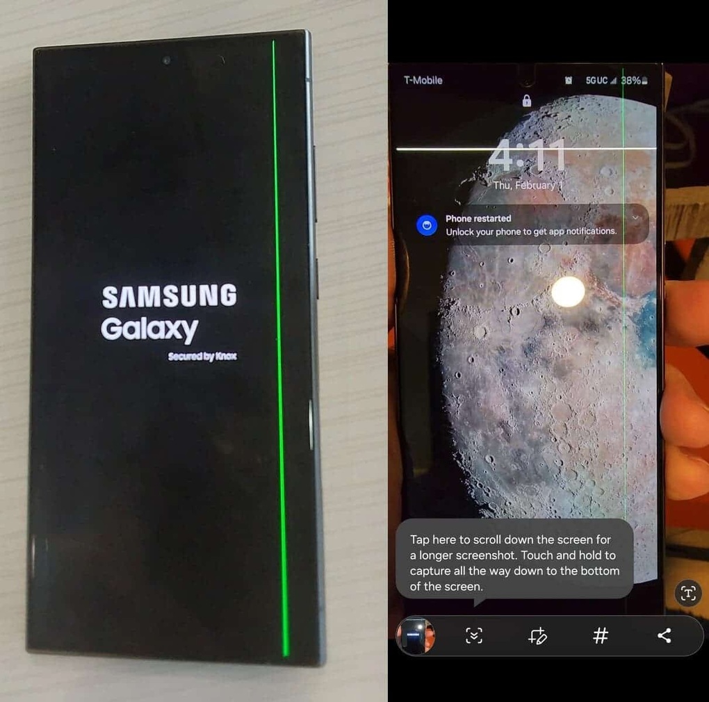 Galaxy S24 Ultra xuất hiện lỗi màn hình sọc xanh- Ảnh 1.