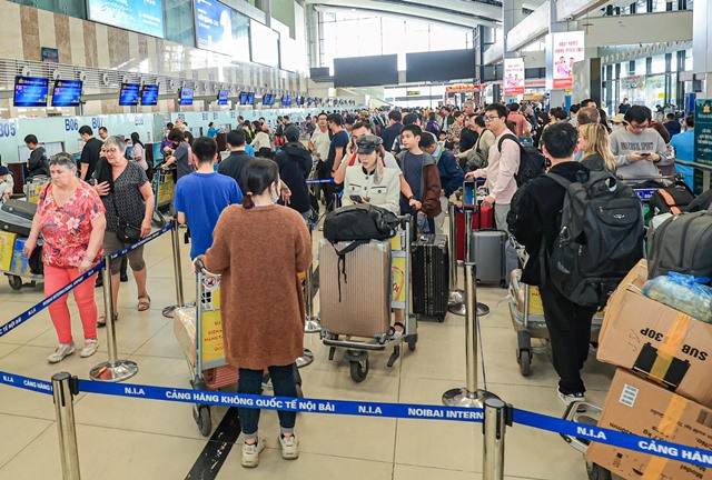 Sân bay Nội Bài tăng cường các quầy làm thủ tục để nâng công suất trong dịp Tết - Ảnh: Cục Hàng không Việt Nam