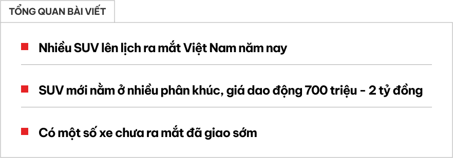 Loạt SUV mới sắp ra mắt Việt Nam: Giá từ khoảng 700 triệu đến hơn 2 tỷ, nhiều phân khúc, có xe đã giao trước cho khách hàng- Ảnh 1.
