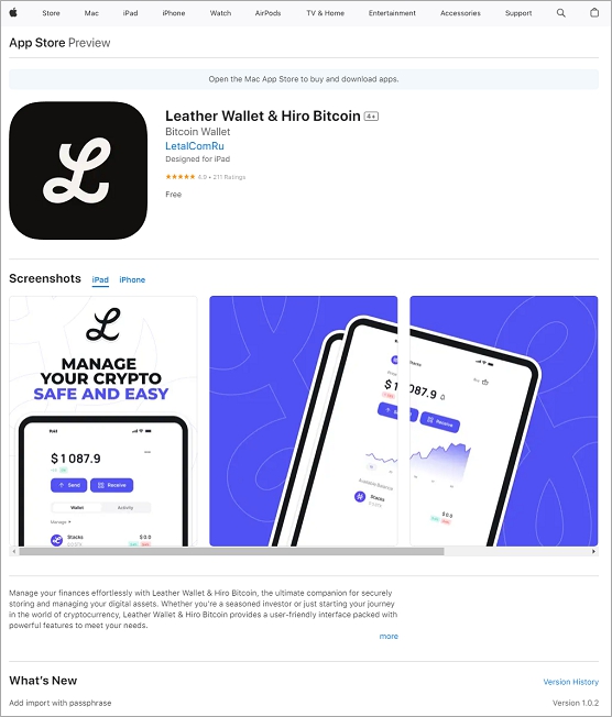 Phát hiện công cụ đánh cắp tiền điện tử giả mạo ứng dụng Leather trên Apple App Store- Ảnh 2.