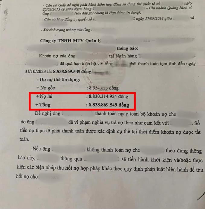 Xôn xao phiếu nhắc nợ gây sốc MXH: Vay thẻ tín dụng 8,5 triệu rồi 