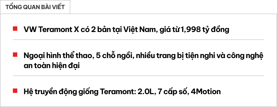 VW Teramont X ra mắt Việt Nam: Giá từ 1,998 tỷ, 2 phiên bản, nhiều công nghệ, đấu Explorer bằng giá rẻ hơn đúng 1 triệu đồng- Ảnh 1.