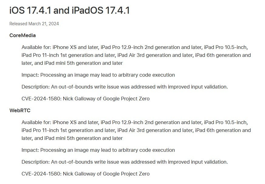 Apple tiết lộ các lổ hổng bảo mật nghiêm trọng đã được vá trong iOS 17.4.1- Ảnh 2.