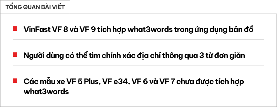 Chủ xe VinFast VF 8 và VF 9 chưa chắc đã biết tính năng ẩn này: Tìm vị trí chính xác trên bản đồ bằng câu lệnh 3 từ mà không cần địa chỉ- Ảnh 1.