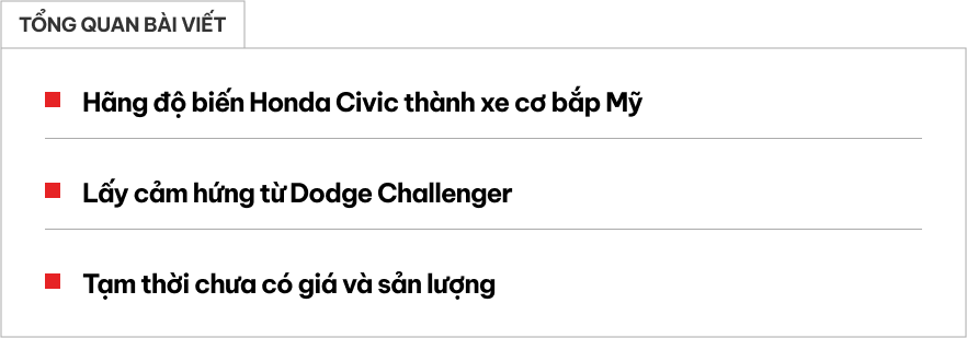 Dân chơi đổ xô đặt hàng bản độ Civic thành xe cơ bắp Mỹ: Ngoại hình như Dodge, bán từ 2025- Ảnh 1.
