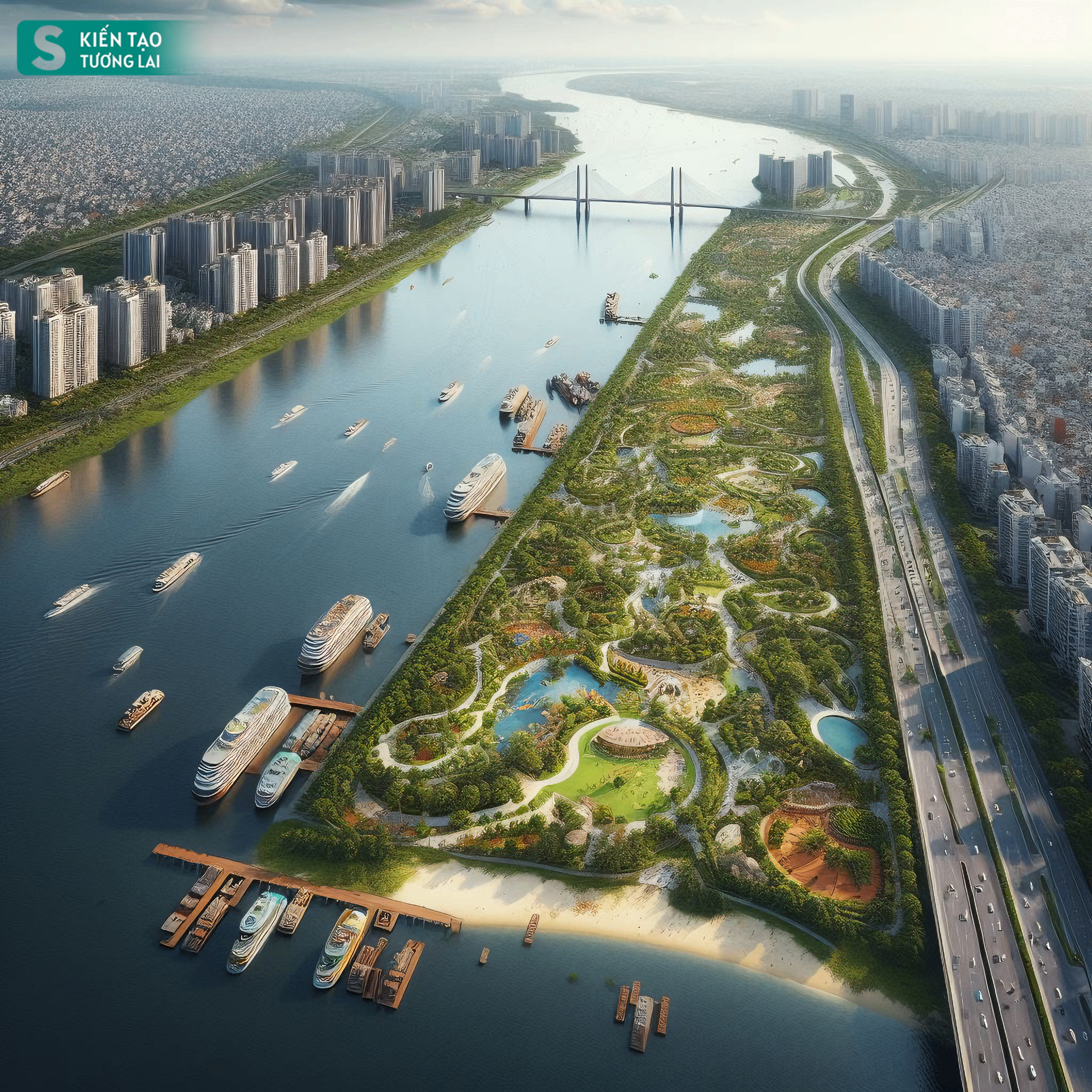 Ngắm TP ven sông Hồng đẹp ngoạn mục trong tương lai ở Hà Nội - sánh ngang với Seoul, Thượng Hải?- Ảnh 8.