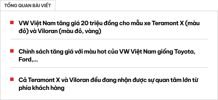 Thực hư VW Viloran và Teramont X tăng giá 20 triệu đồng: Chỉ áp dụng cho màu sơn hot giống Toyota và Ford- Ảnh 1.