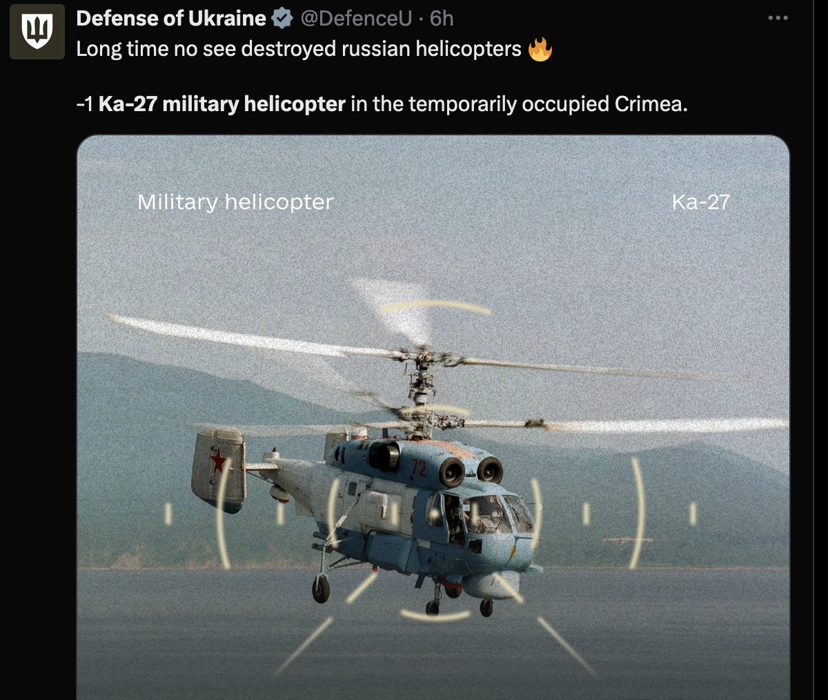 Trực thăng quân sự của Nga rơi ở Crimea, toàn bộ phi hành đoàn có thể đã thiệt mạng- Ảnh 1.