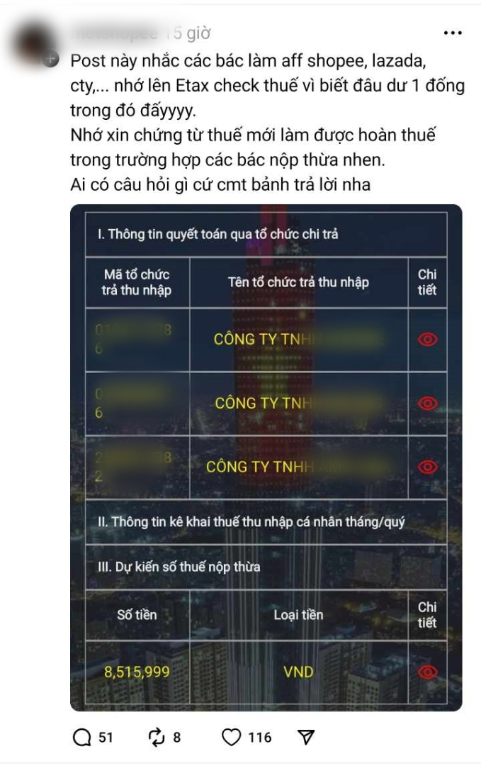 Dân tình lên Threads rủ nhau check thuế TNCN, có người được hoàn cả chục triệu: Ai đủ điều kiện? Tra cứu ở đâu uy tín?- Ảnh 4.