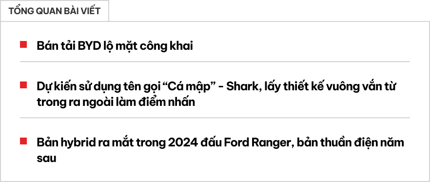 BYD Shark lần đầu lộ hoàn toàn nội, ngoại thất, nếu về Việt Nam sẽ cạnh tranh Ranger, Triton với động cơ tiết kiệm nhiên liệu- Ảnh 1.