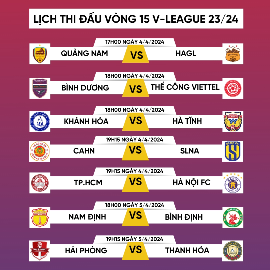 Lịch thi đấu vòng 15 V-League 2023/2024: Nam Định dễ thở, HAGL gặp khó- Ảnh 1.