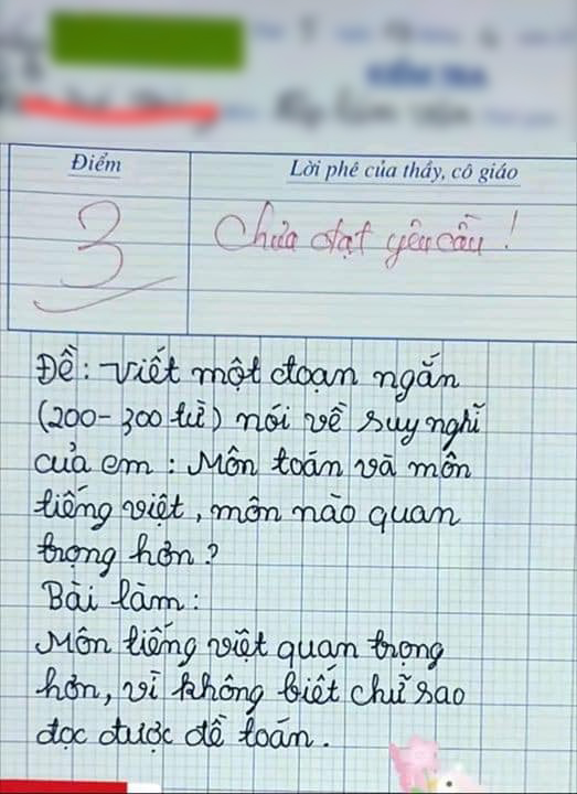 Bài văn đang gây bão mạng: Bị chấm 3 điểm vì không đạt yêu cầu viết lách nhưng dân tình cho rằng, lý lẽ trong bài xứng đáng 100 điểm!- Ảnh 1.