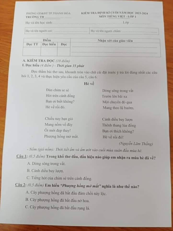 Bài kiểm tra Tiếng Việt lớp 1 gây tranh cãi nhất MXH hôm nay vì quá khó: "Đề thế này, các con ở lại lớp hết!"- Ảnh 1.