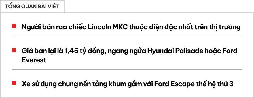 Hàng hiếm Lincoln MKC rao bán hơn 1,4 tỷ đồng: Lựa chọn dành cho người thích Ford Escape nhưng không mua được tại Việt Nam- Ảnh 1.