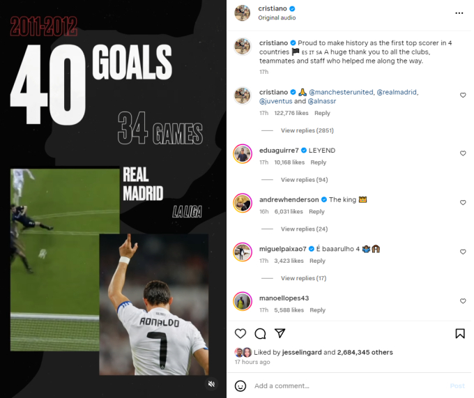 Ronaldo đăng thông tin nhầm lẫn nghiêm trọng, bị fan gán mác “nhận vơ” thành quả của Messi- Ảnh 1.