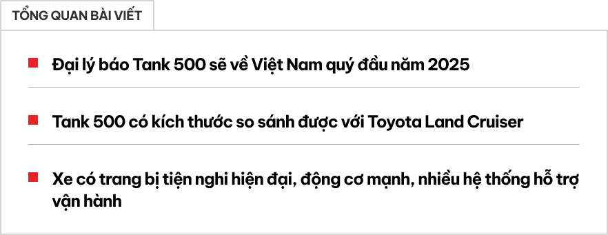 Đại lý báo Tank 500 sẽ về Việt Nam: Ngang cỡ Land Cruiser, nhiều công nghệ xịn, có tính năng cho dân mê off-road- Ảnh 1.