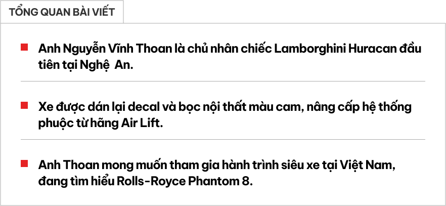 Thích McLaren nhưng chốt Lamborghini Huracan rồi độ lại, đại gia Nghệ An chia sẻ: 'Chạy êm, nâng gầm đi đường xấu được, tiết kiệm hơn LX 570'- Ảnh 1.