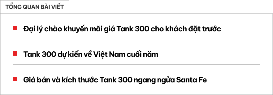 Tank 300 chưa ra mắt Việt Nam, đại lý đã chào giảm giá khi đặt trước: Giá dự kiến 1,2 tỷ, đắt hơn Santa Fe- Ảnh 1.