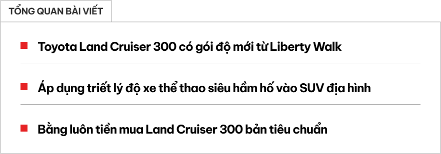 Ai chê Toyota Land Cruiser già thì hãy xem bản độ Liberty Walk này: Giá quy đổi gần 900 triệu đồng, ngoại hình to, hầm hố, nhiều carbon- Ảnh 1.