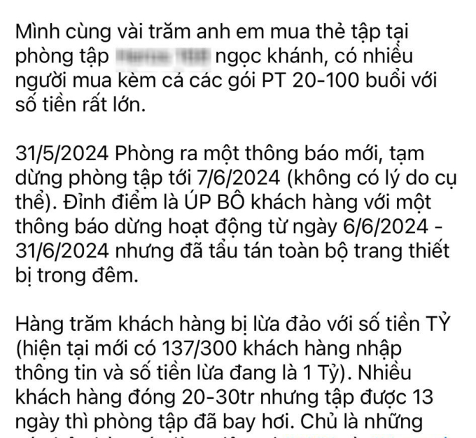 Một phòng gym 4 sao tại Hà Nội bị tố lừa đảo, hội viên mất không 32 triệu còn bị chủ trả treo: "Có vài triệu mà làm loạn lên"- Ảnh 3.