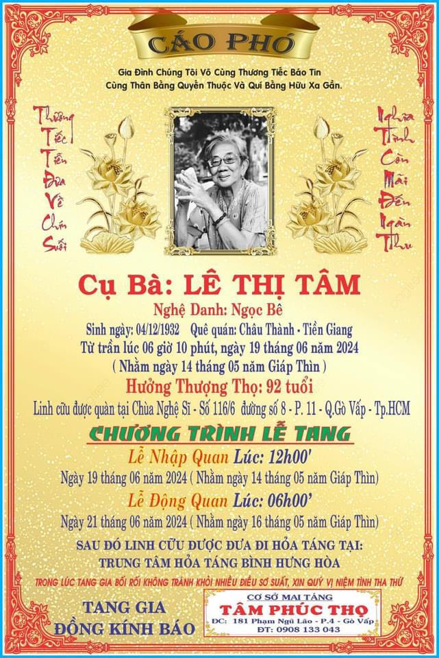 Nghệ sĩ Ngọc Bê qua đời- Ảnh 1.