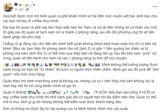 Sốc với quán cà phê "blind date" ở TPHCM: Nữ không nhìn thấy nam, còn nam thoải mái chọn bạn nữ "như 1 món hàng"- Ảnh 1.