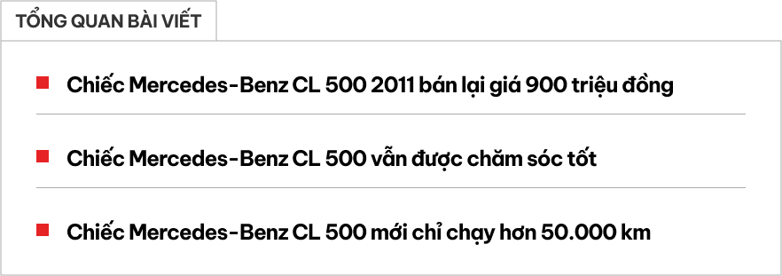 Sang tay Mercedes CL 500 13 năm tuổi từng 'làm mưa làm gió' giá 900 triệu, người bán tiếc nuối: 'Bị lỗ mất 50 triệu đồng'- Ảnh 1.