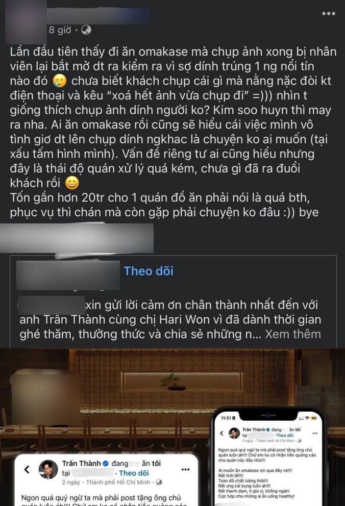 Quán Omakase dính ồn ào xóa ảnh liên quan đến Trấn Thành lên tiếng: “Chúng tôi phục vụ toàn khách sang trọng nên không xảy ra vấn đề như vậy!”- Ảnh 1.