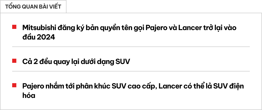 Mitsubishi có thể sắp hồi sinh 2 dòng xe ‘huyền thoại’ từng bị khai tử tại Việt Nam: Pajero thành SUV lớn, Lancer có thể biến thành… SUV- Ảnh 1.