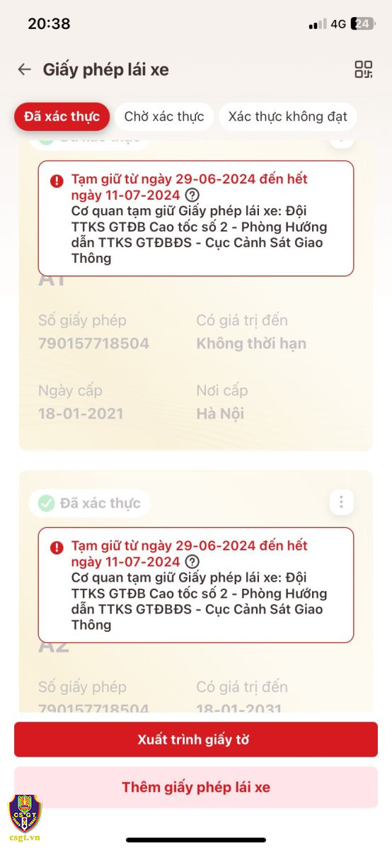 Tài xế đầu tiên ở Hà Nội tạm giữ bằng lái trên ứng dụng điện tử VNeID như thế nào?- Ảnh 1.