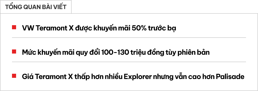 Lăn bánh VW Teramont X tiết kiệm thêm 130 triệu: Bản 'base' còn hơn 1,8 tỷ, đấu Explorer với giá rẻ hơn 220 triệu đồng- Ảnh 1.