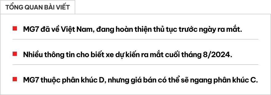 Đại lý báo MG7 đã về Việt Nam, ra mắt tháng sau với giá sốc ‘hơn 700 triệu’- Ảnh 1.