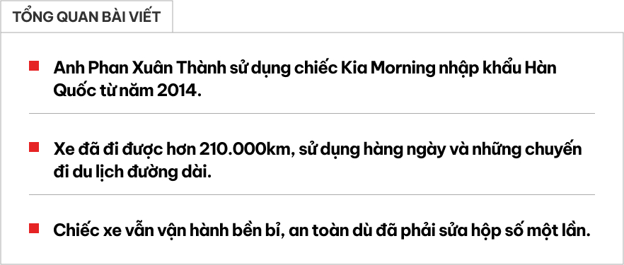 Mua Kia Morning cũ dùng 10 năm odo hơn 210.000km, chủ xe chia sẻ: ‘Đi ô tô rẻ vẫn sướng hơn xe máy, chất lượng cuộc sống khác hẳn’- Ảnh 1.