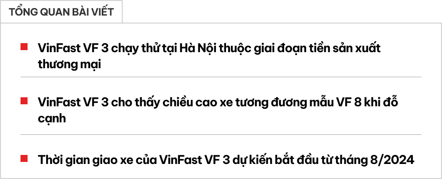 VinFast VF 3 đã lăn bánh trên đường: Cao ngang VF 8, thêm điểm mới so với bản thử nghiệm trước đây- Ảnh 1.