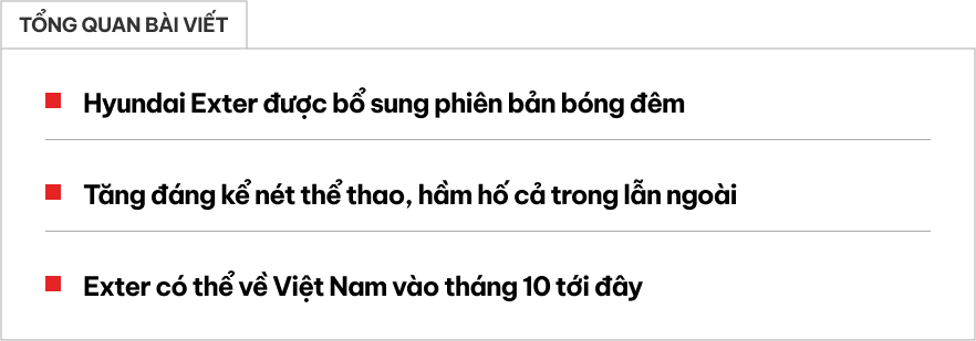 Hyundai Exter sắp về Việt Nam có bản đặc biệt: Ngoại thất đen, bên trong thêm nhiều chi tiết kiểu thể thao- Ảnh 1.