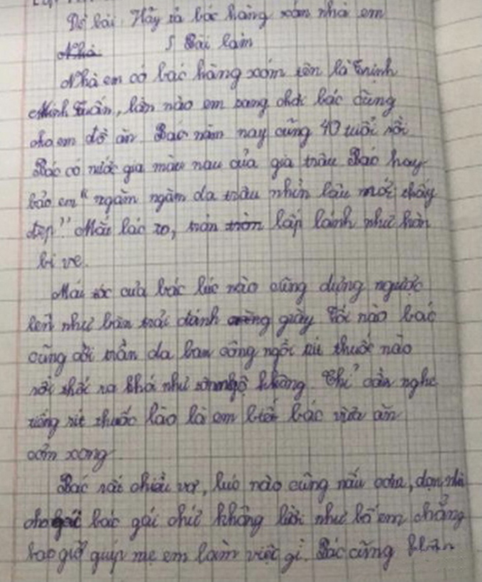 Cười đau ruột với bài văn tả bác hàng xóm của học sinh tiểu học: Đọc câu cuối chắc bác "cấm cửa" con suốt đời!- Ảnh 2.