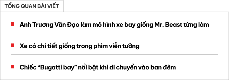 Ông bố Việt làm mô hình gỗ mô phỏng 'Bugatti bay' lấy ý tưởng từ YouTuber số 1 thế giới: Có chi tiết giống phim viễn tưởng- Ảnh 1.