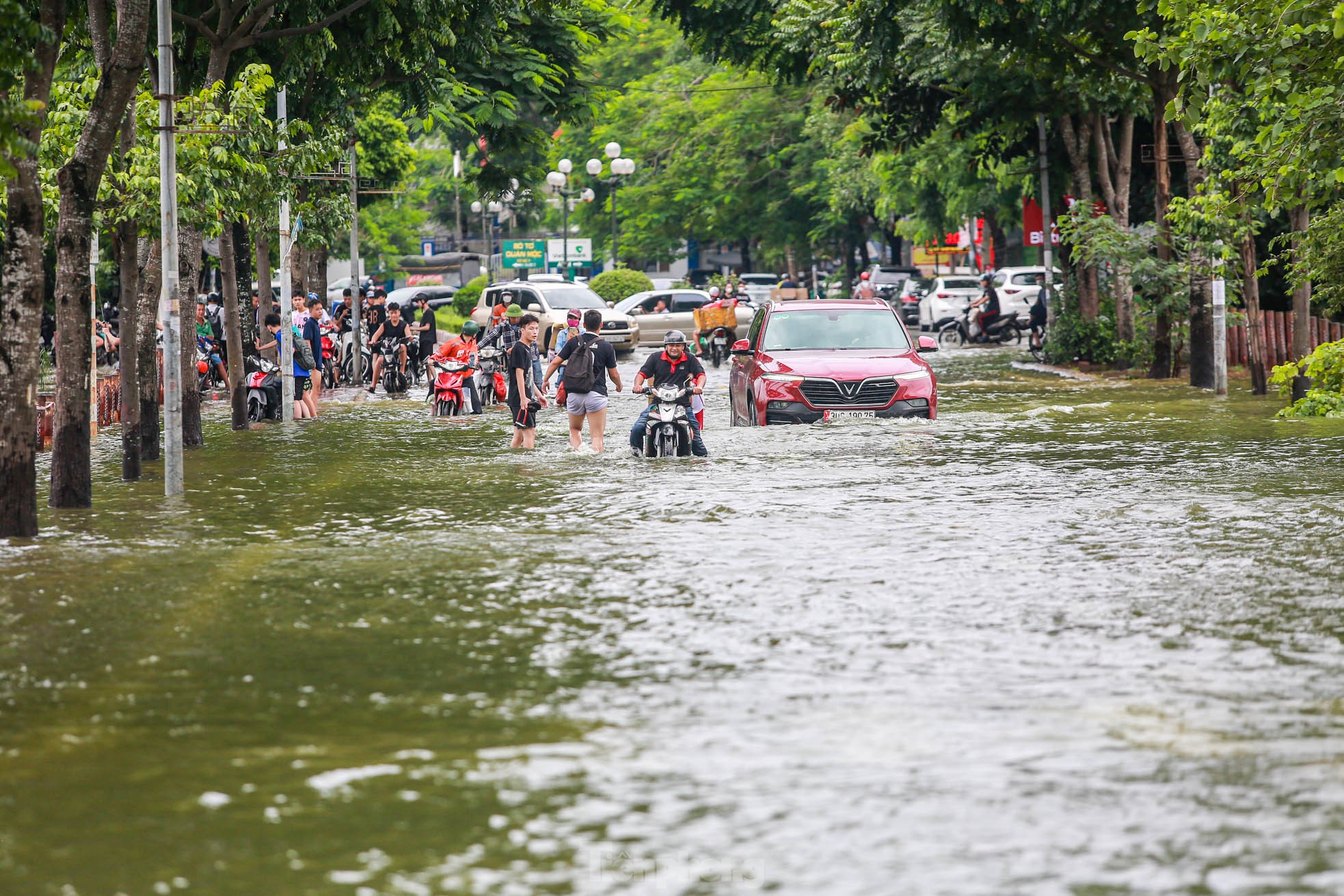 Người dân Hà Nội vừa đi vừa run khi đường và hồ 'hoà làm một'- Ảnh 7.