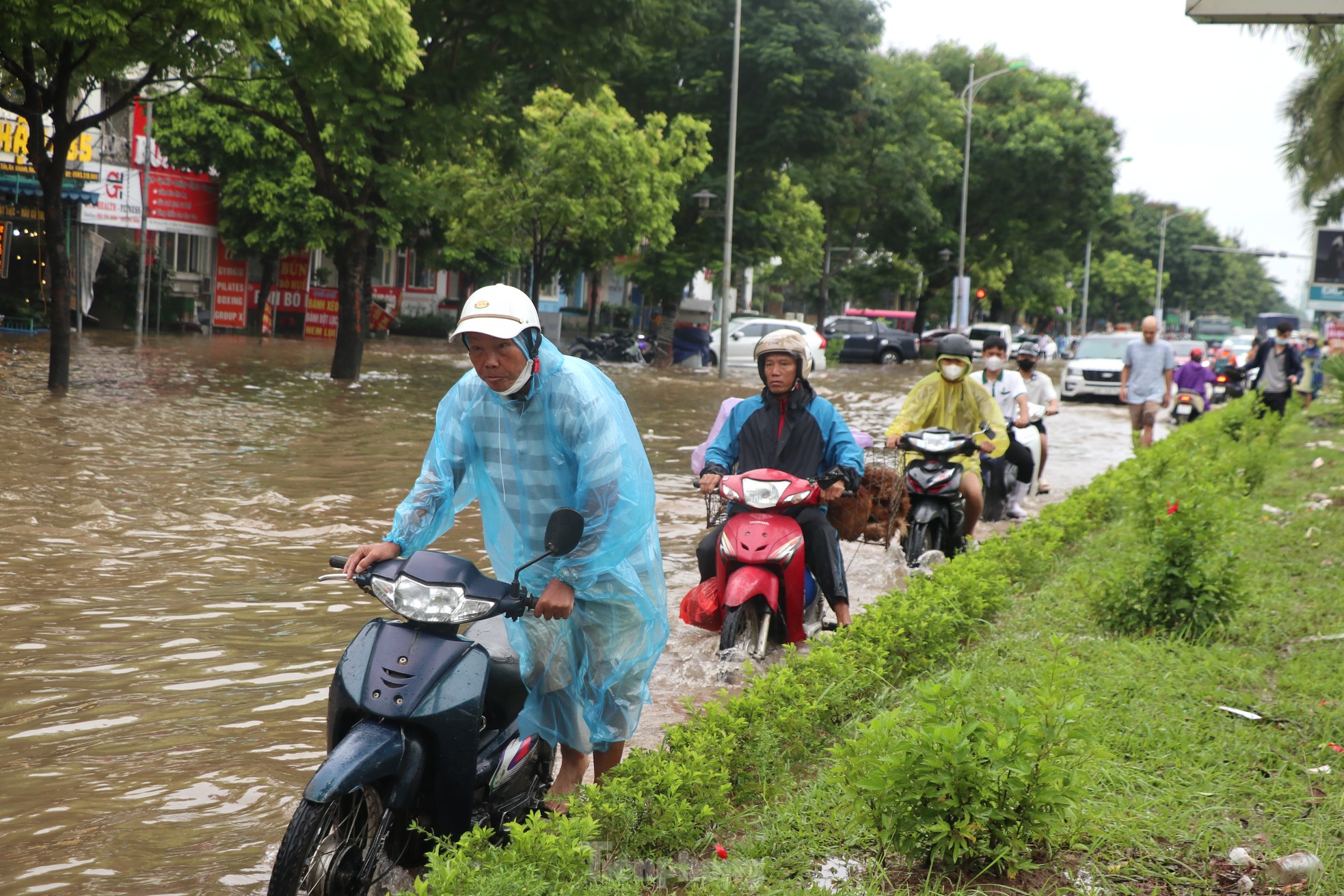 'Ốc đảo triệu đô' ngập sâu, người dân vật vã lội nước đi làm- Ảnh 16.