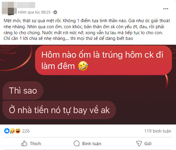 Chồng đi làm thâu đêm, vợ một mình chăm con đau ốm đọc dòng tin nhắn liền mong được giải thoát- Ảnh 1.