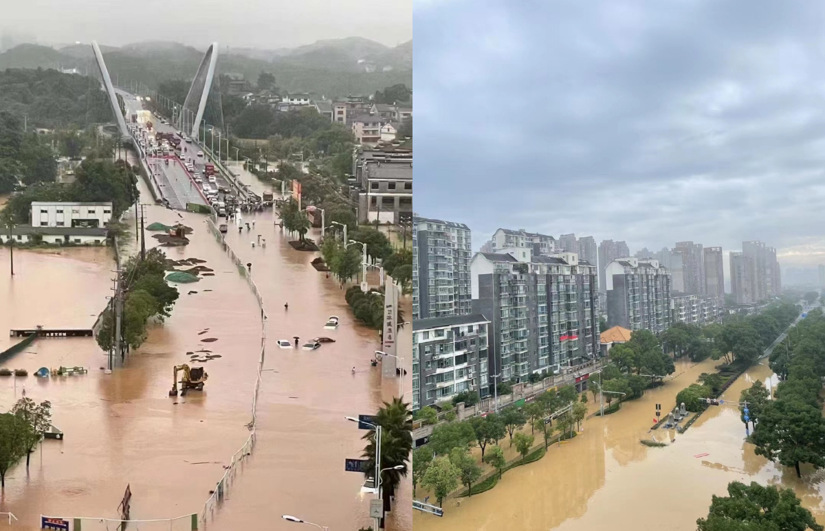 Video: Đang đi bộ trên đường, nhiều người bị lũ quét cuốn trôi xuống hầm gửi xe- Ảnh 2.