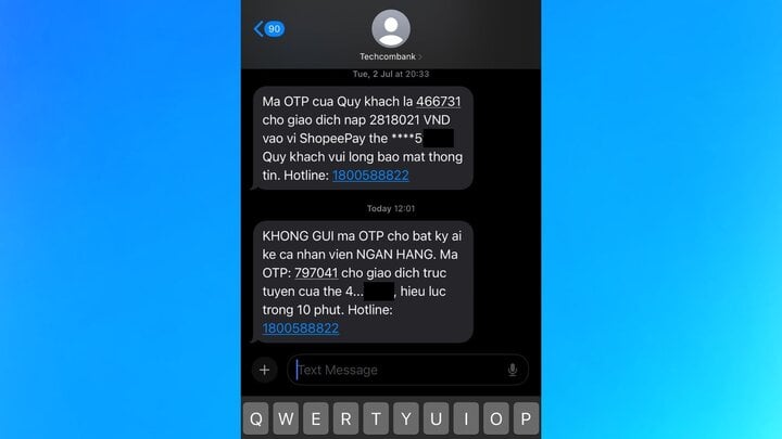 Rủi ro khi nhận mã OTP qua tin nhắn SMS- Ảnh 1.